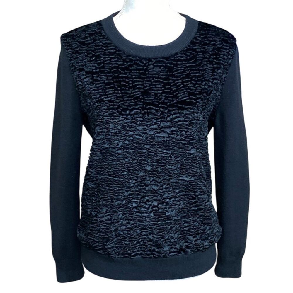Kate Spade Fuzzy Black Women's Sweater Size Small Wool Cashmere Blend Pullover